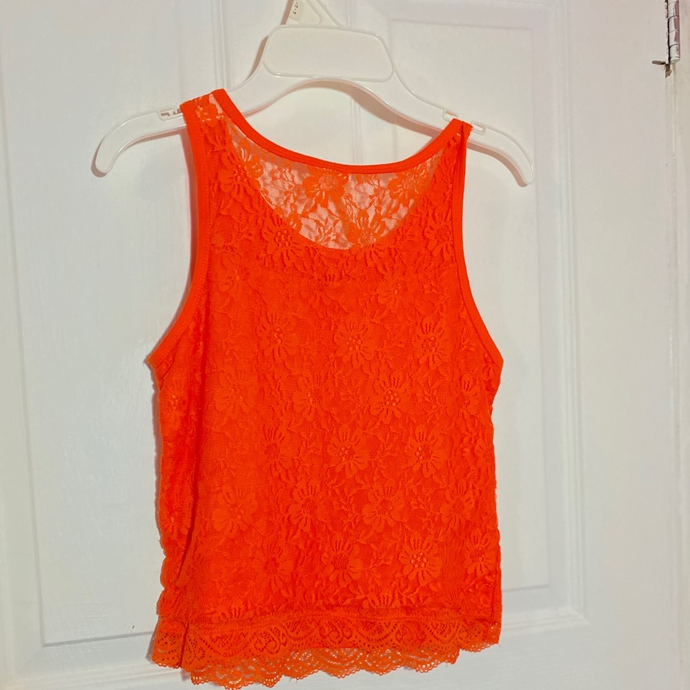 🦋NWT JcPenny’s Neon Orange Lace Crop Top